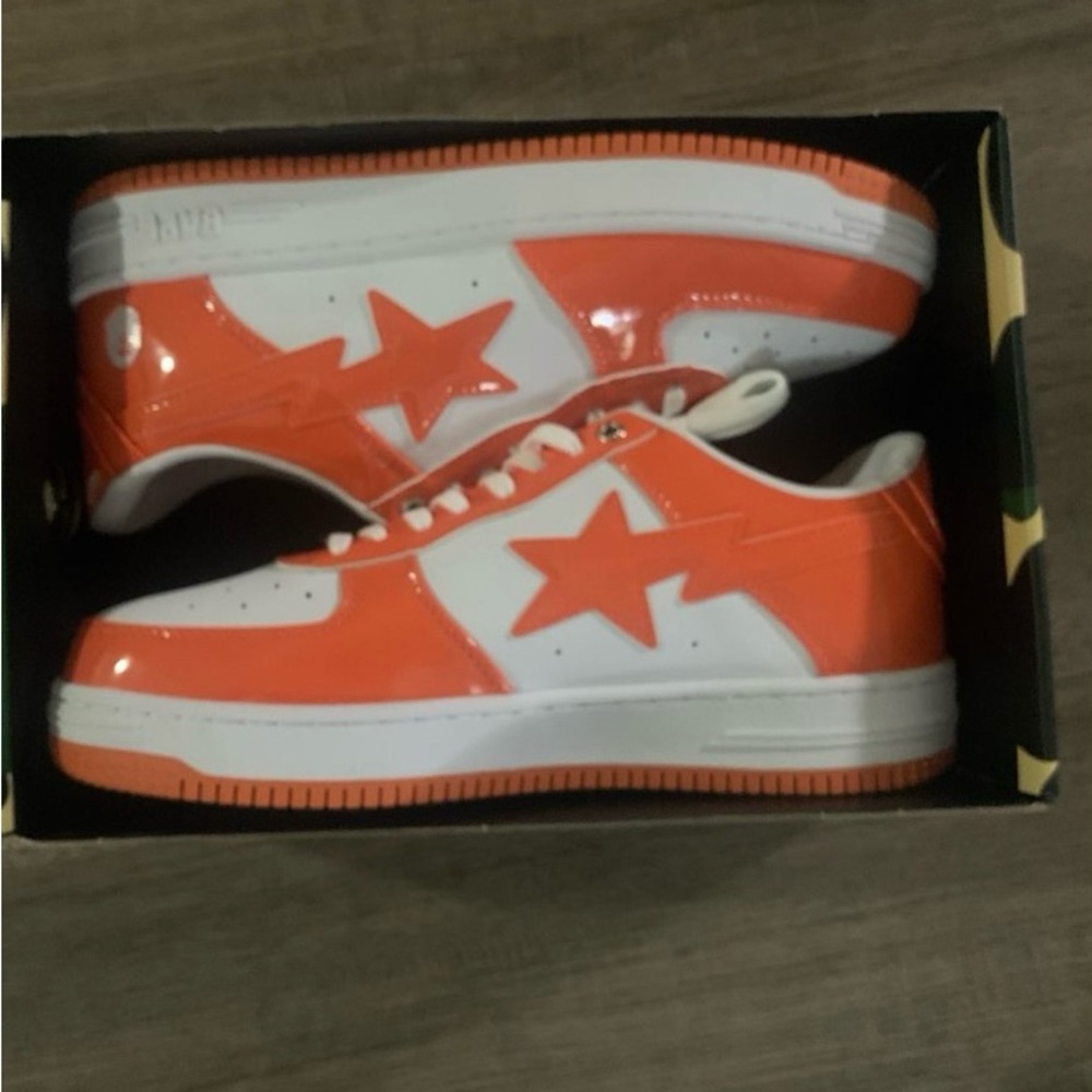 Bape Orange and White Sneakers